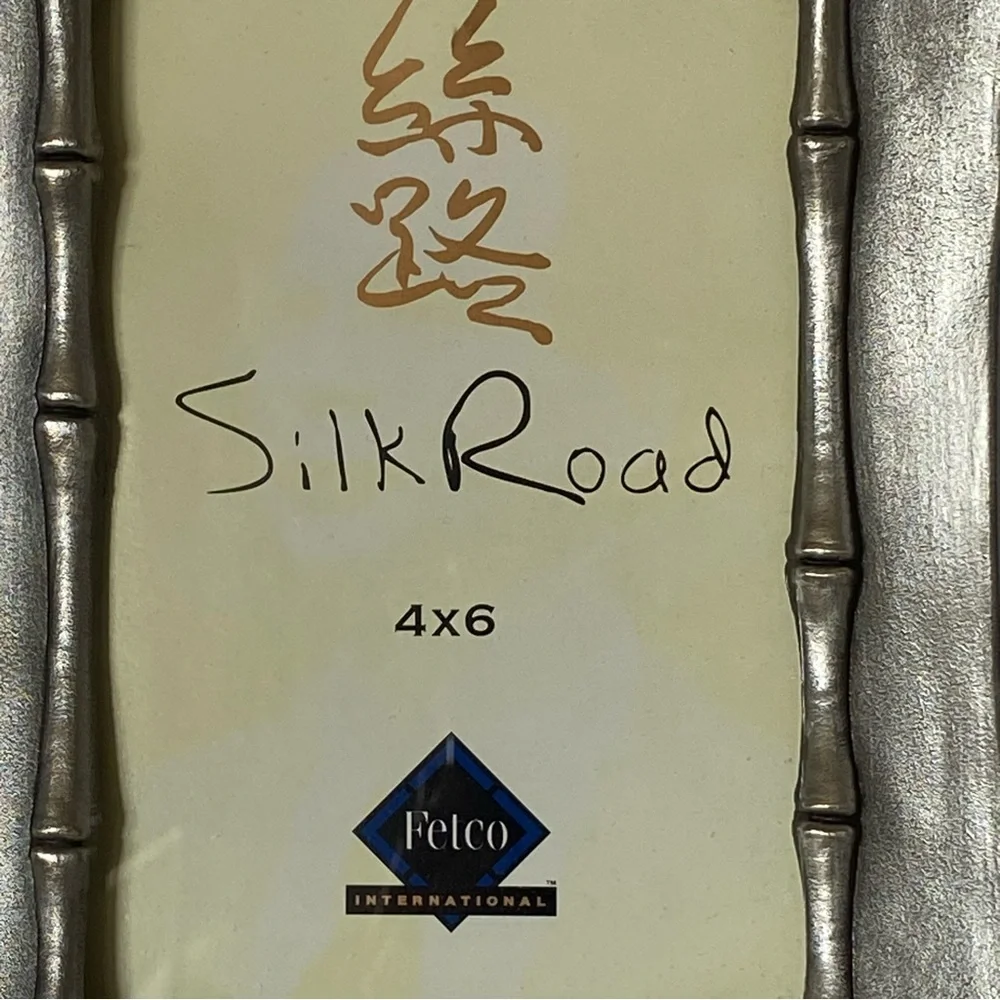 Pewter Bamboo Picture Frame For 4 X 6 Photo EUC Silver Silk Road By Felco Asian